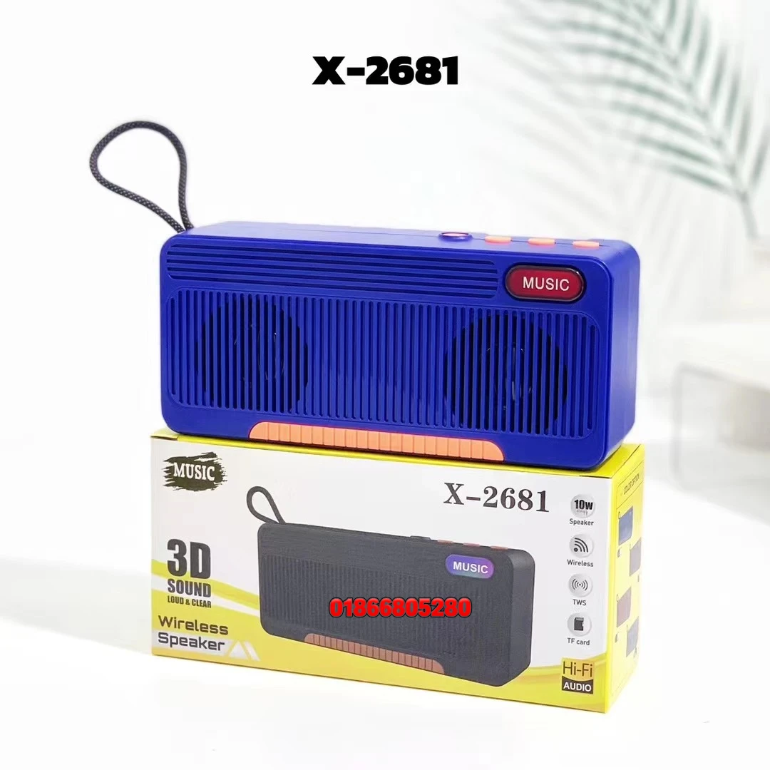 X-2681 Portable Outdoor Wireless Mini Blue Tooth Speaker Dual Speakers, 10W Subwoofer, DJ Player 1200 Mah